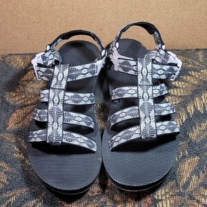 Teva Women's Original Dorado Black and White Sandals- Size 10